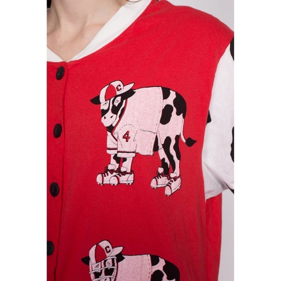 80s Retro Cow Romper - Medium to Large | Vintage Loungewear Playsuit Outfit - Picture 6 of 8